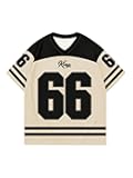 Men's Plus Size Jersey T-Shirts Color Block Number Graphic Tees Short Sleeve V Neck Oversized T Shirt