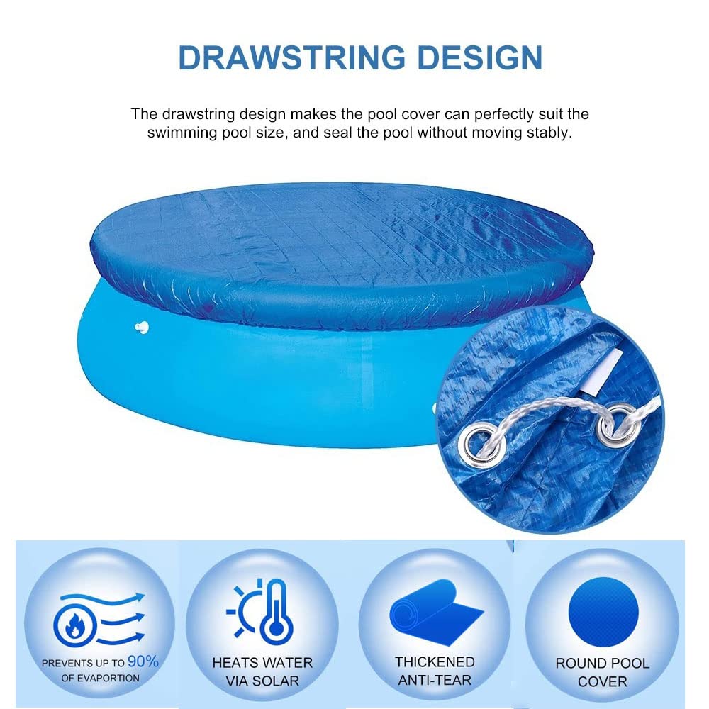 Telo di copertura per piscina, Telo Termico per Piscina Rotonda, Copertura protettiva per piscina impermeabile e antipolvere per piscine fuori terra (366cm/12ft)