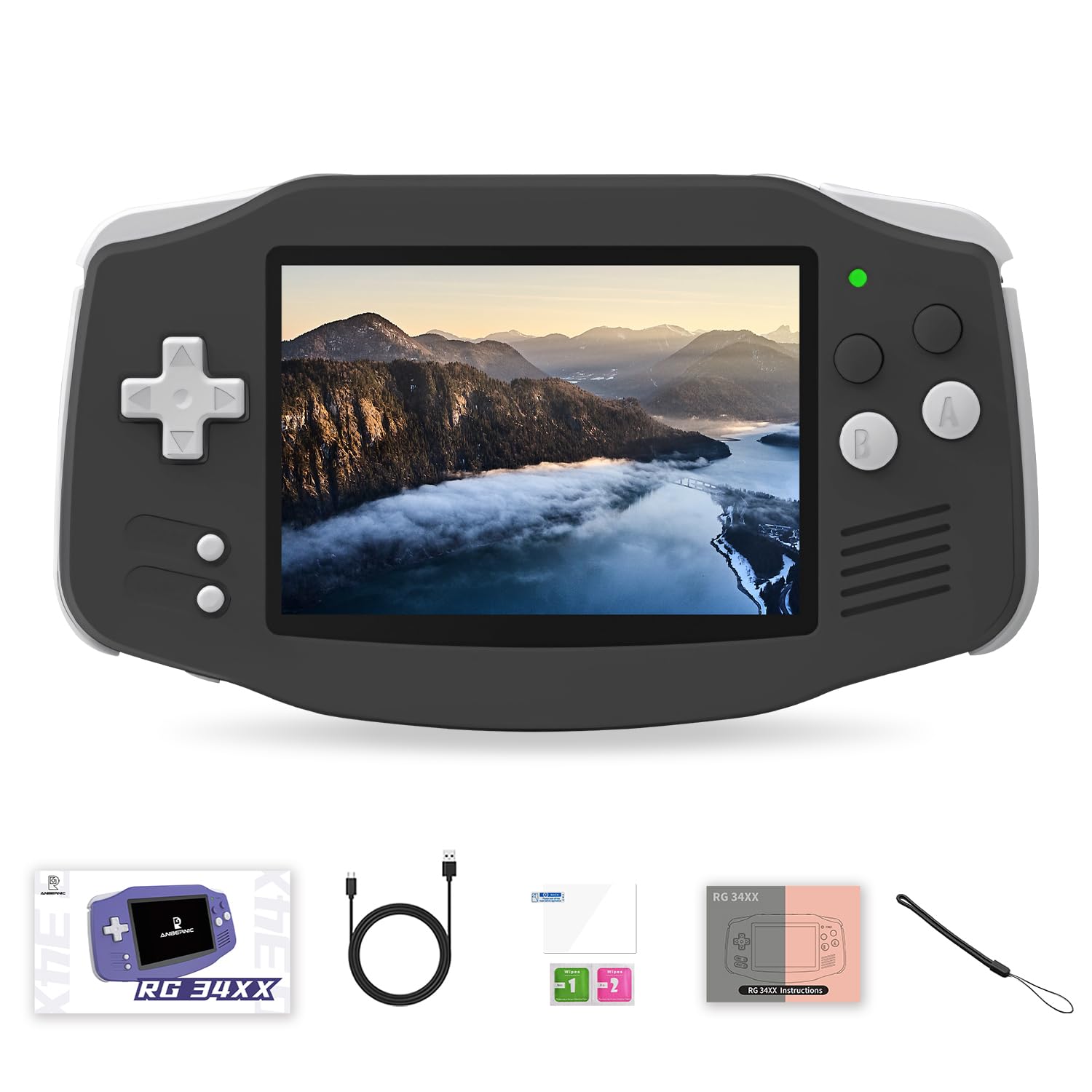 RG34XX Handheld Game Console 3.4-Inches 720*480 IPS Screen Built-in 32G+128G TF Card Video Gaming Consoles 3500mAh Lithium Battery Supports Multiple Simulators Casual RG34XX Game Console(Black)