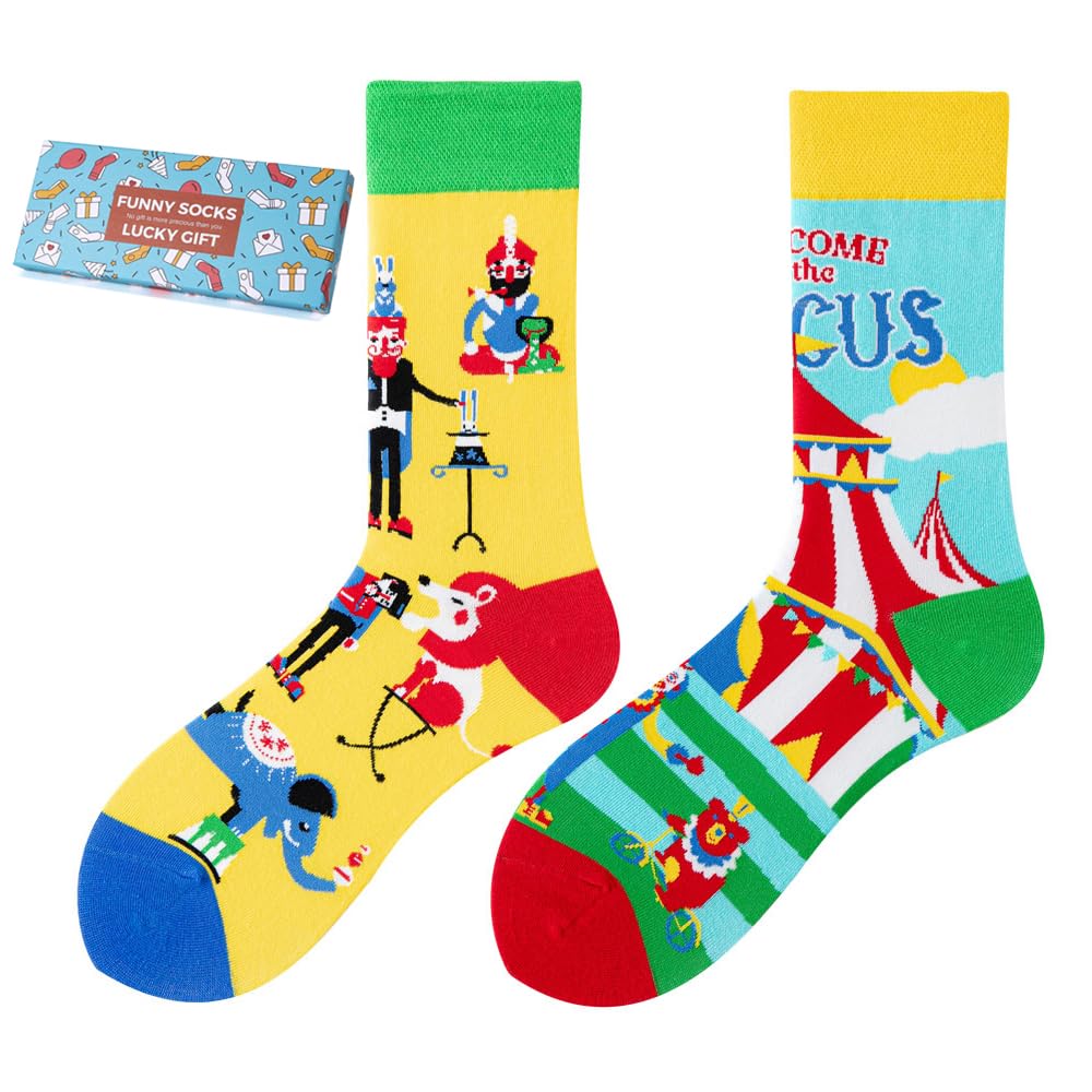 Calcetines Divertidos Unisex para Mujer y Hombre con Diseños Asimétricos en Par - Temas Animales, Comida, Fruta, Deporte y Arte en Algodón - Ideal para Regalos — view 188