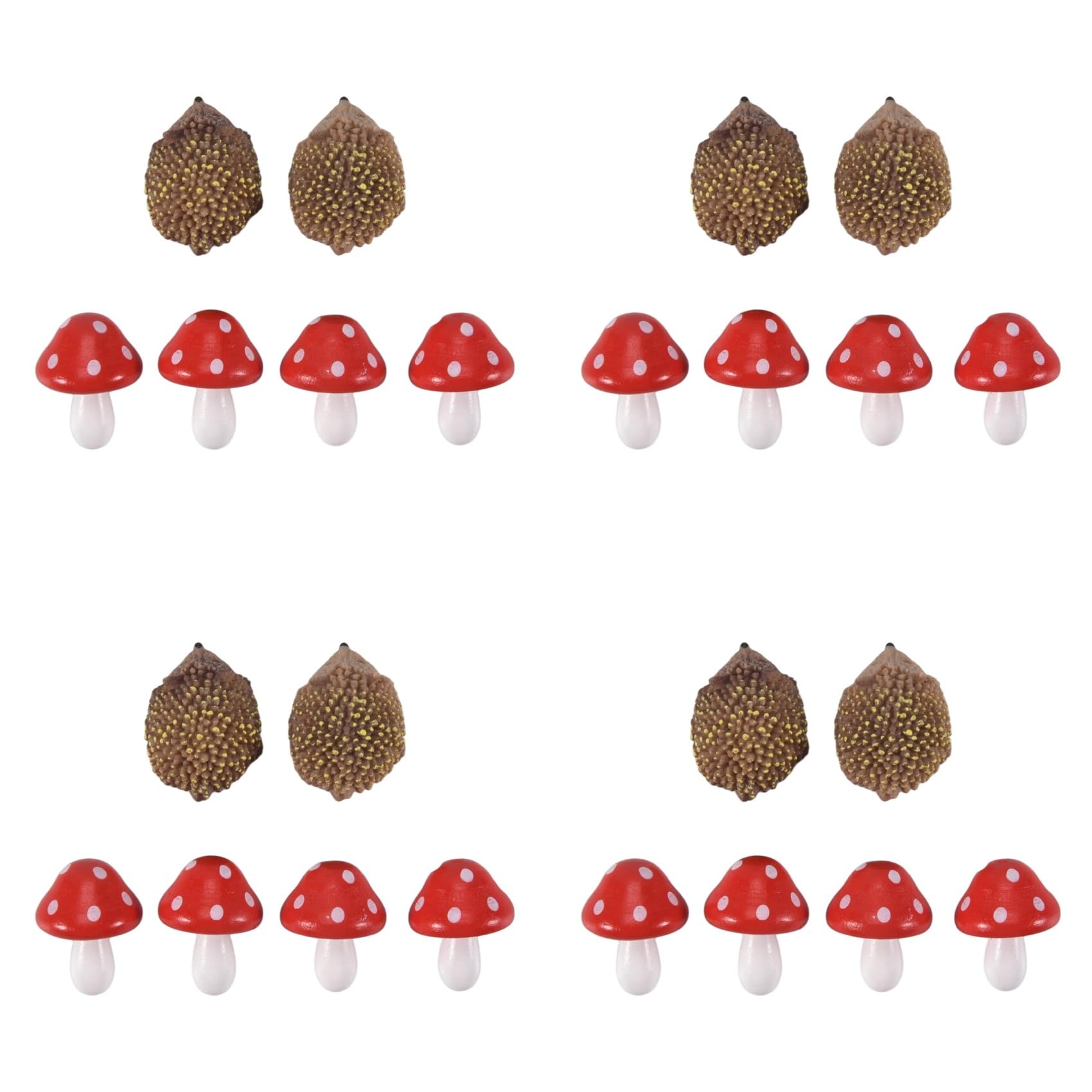 Aundhegrtt 8X Garden Fairy Accessories Resin Hedgehogs and Wood Mushroom Miniature Decorations for Bonsai Craft