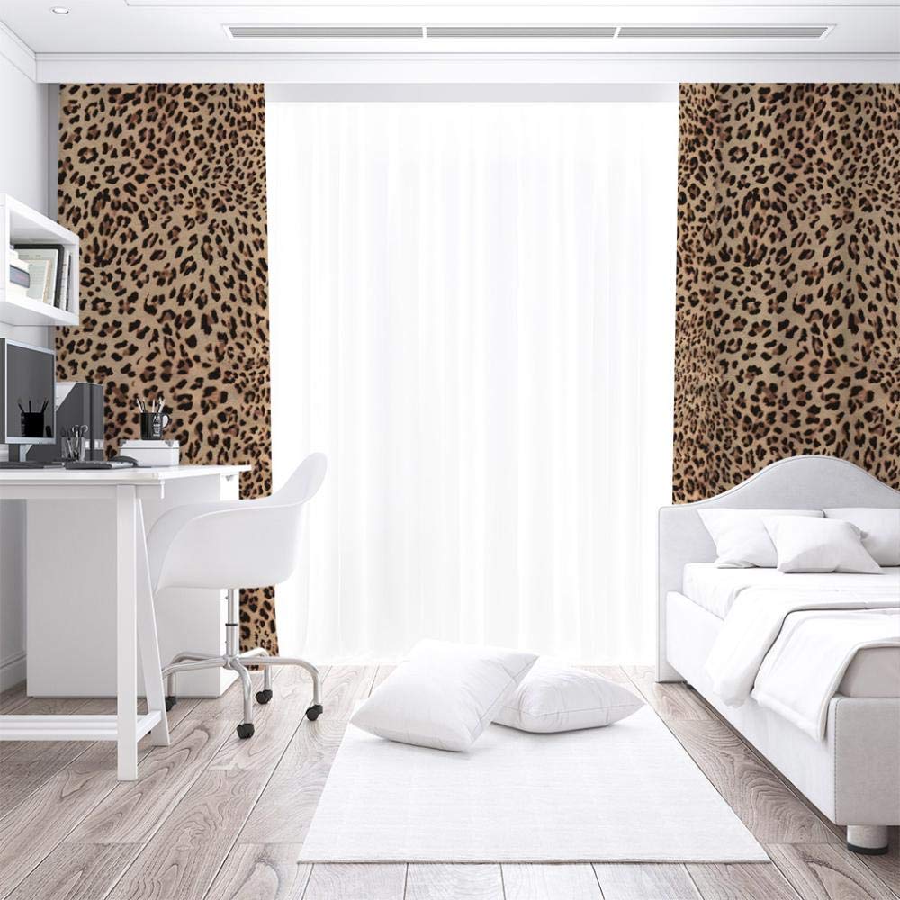 Gardinen Blickdicht Leopardenmuster Verdunklungsgardine Ösen Gardinen Vorhänge Blackout Thermisch Für Wohnzimmer Schlafzimmer 170X 200 cm