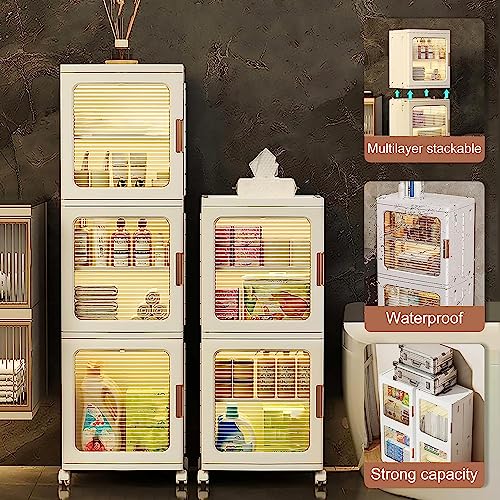 Contenedores de almacenamiento apilables de plástico con ruedas y tapas, contenedores organizadores plegables para juguetes, ropa, aperitivos y camping