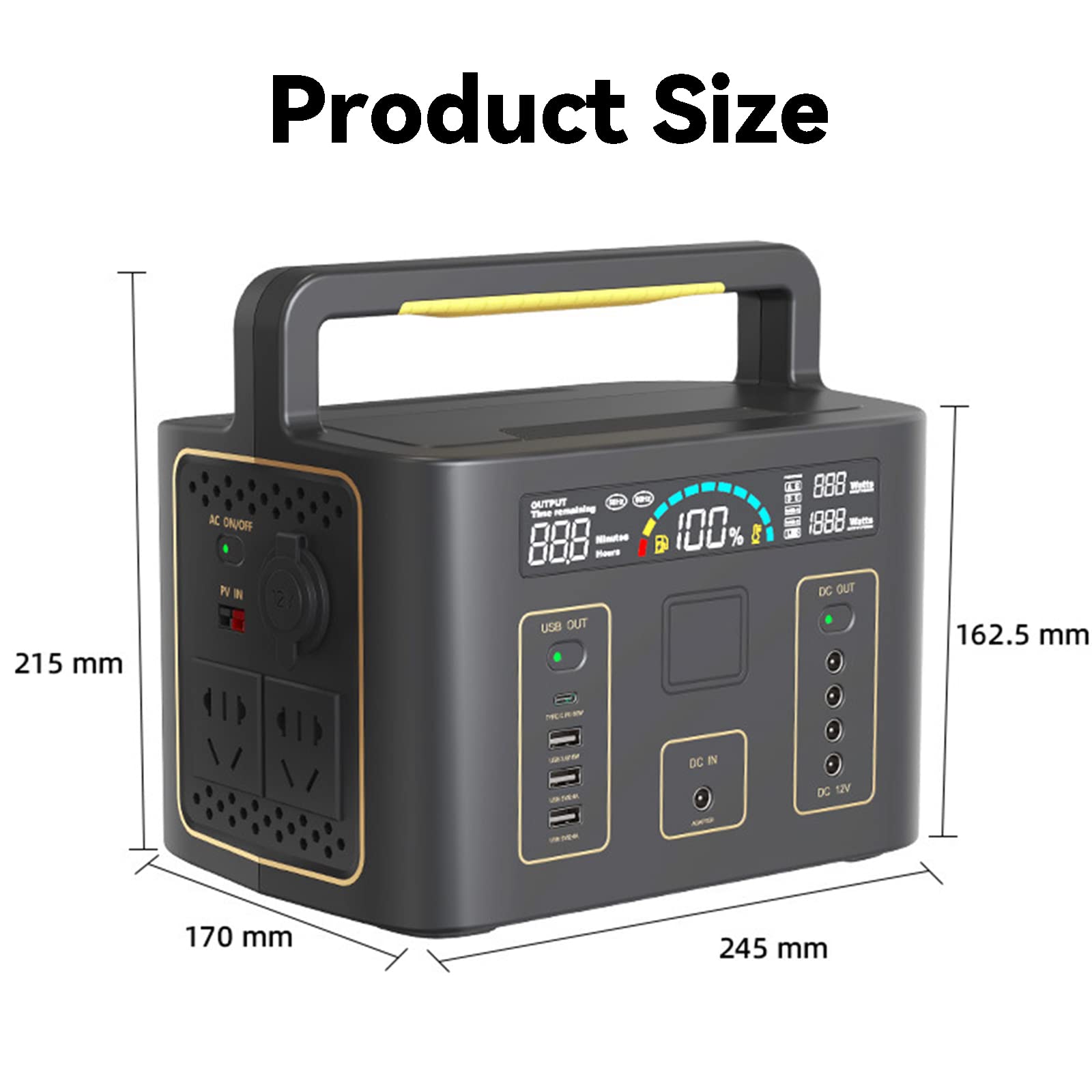 Estación De Energía Portátil, Generador Solar 481Wh 500W, Salidas AC/DC/USB, Generador Eléctrico Solar, Batería De Litio, Camping, Caravana Y Como Grupo Electrógeno De Emergencia