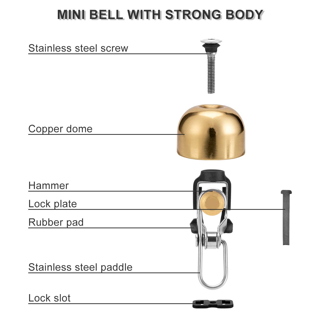 ROCKBROS Bike Bell Loud Classic for 0.83-1.4" Handlebar (Golden) 1