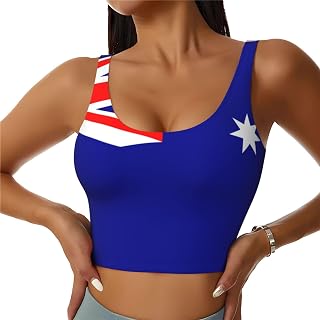 Australian Flag Print Women Sports Bra Tank Top, Breathable Workout Athletic Tops Vest for Yoga Gym