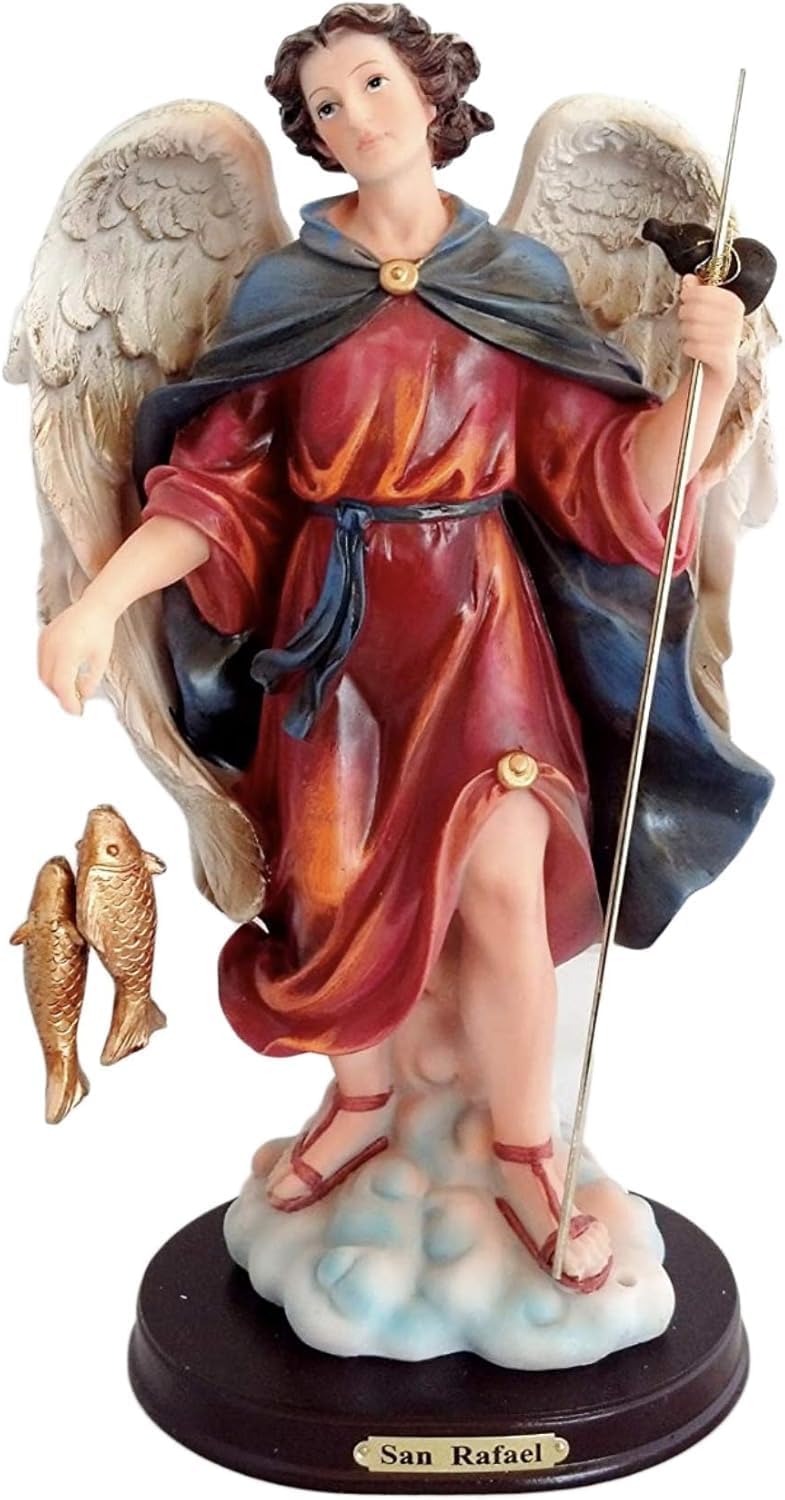 Saint Raphael The Archangel Statue – 8" Inch Religious Figure | San Rafael Arcángel | Resin Catholic Figurine for Home Altar, Healing, and Protection | Christian Gift Decor