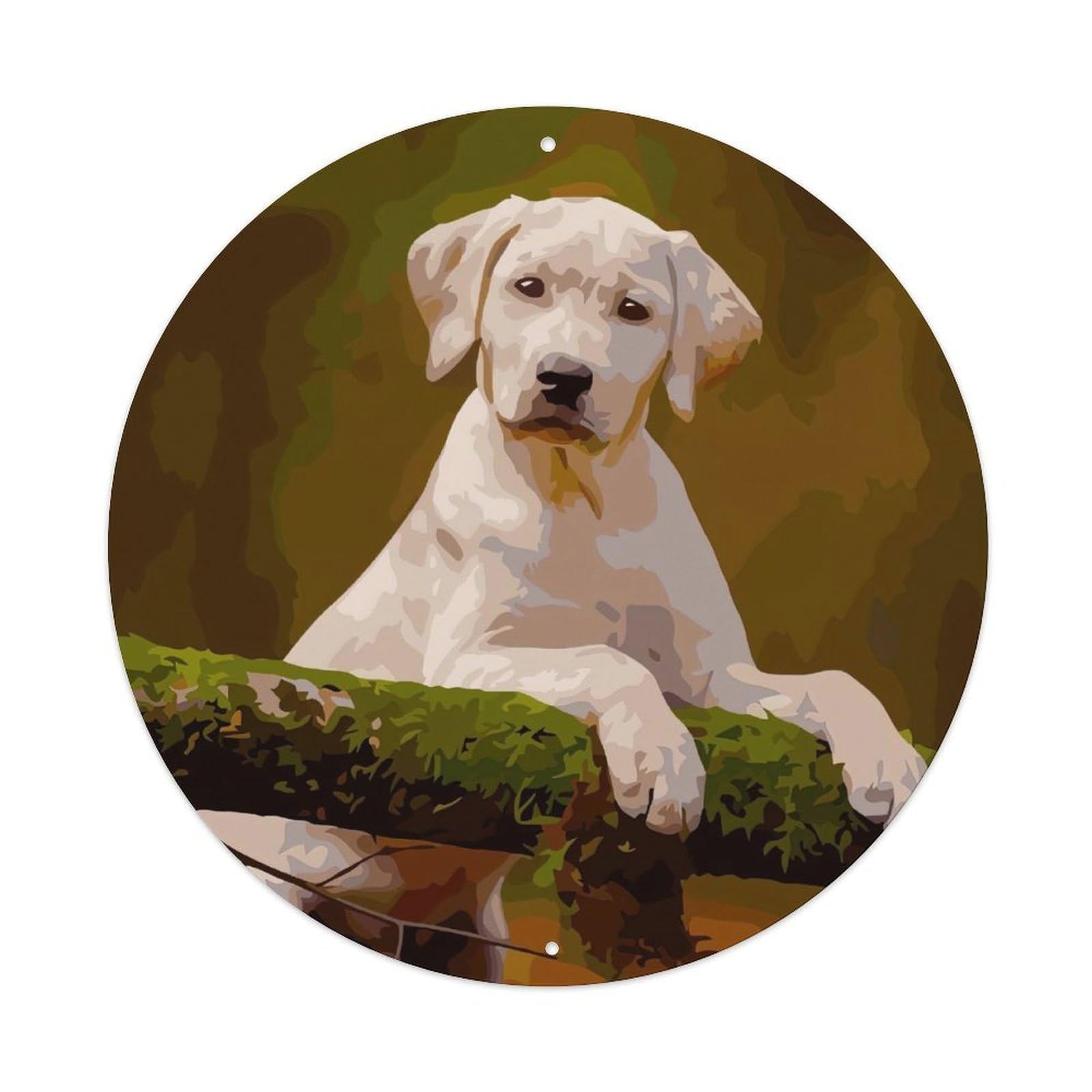 Animal Artwork Poster Labrador Vintage Metal Tin Sign Plaque Wall Decor for Cafe, Club, Garden Round Metal Poster 8x8Inch