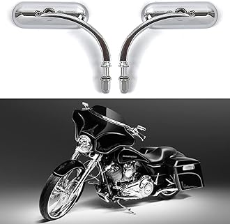 Chrome Oval Shape Motorcycle Mirrors,Upgrade Rearview Motorcycle Mirrors Compatible with Harley Road King Softail Street Glide Electra Dyna And More
