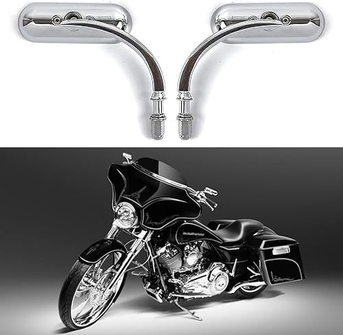 Espejos de Motocicleta de Forma Ovalada Cromados, Espejos Retrovisores de Motocicleta Actualizables Compatibles con Harley Road King Softail Street
