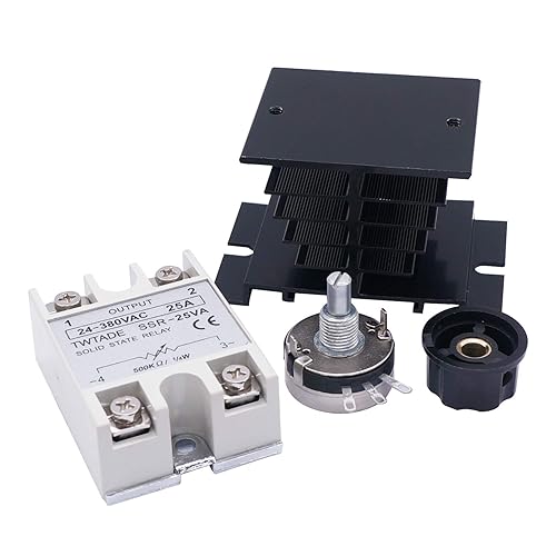 Miniatura 5 de TWTADE SSR-40VA 500K ohm 14W a 24-380VAC 40A Relé de estado sólido monofásico Regulador de voltaje de resistencia autorizado+disipador de