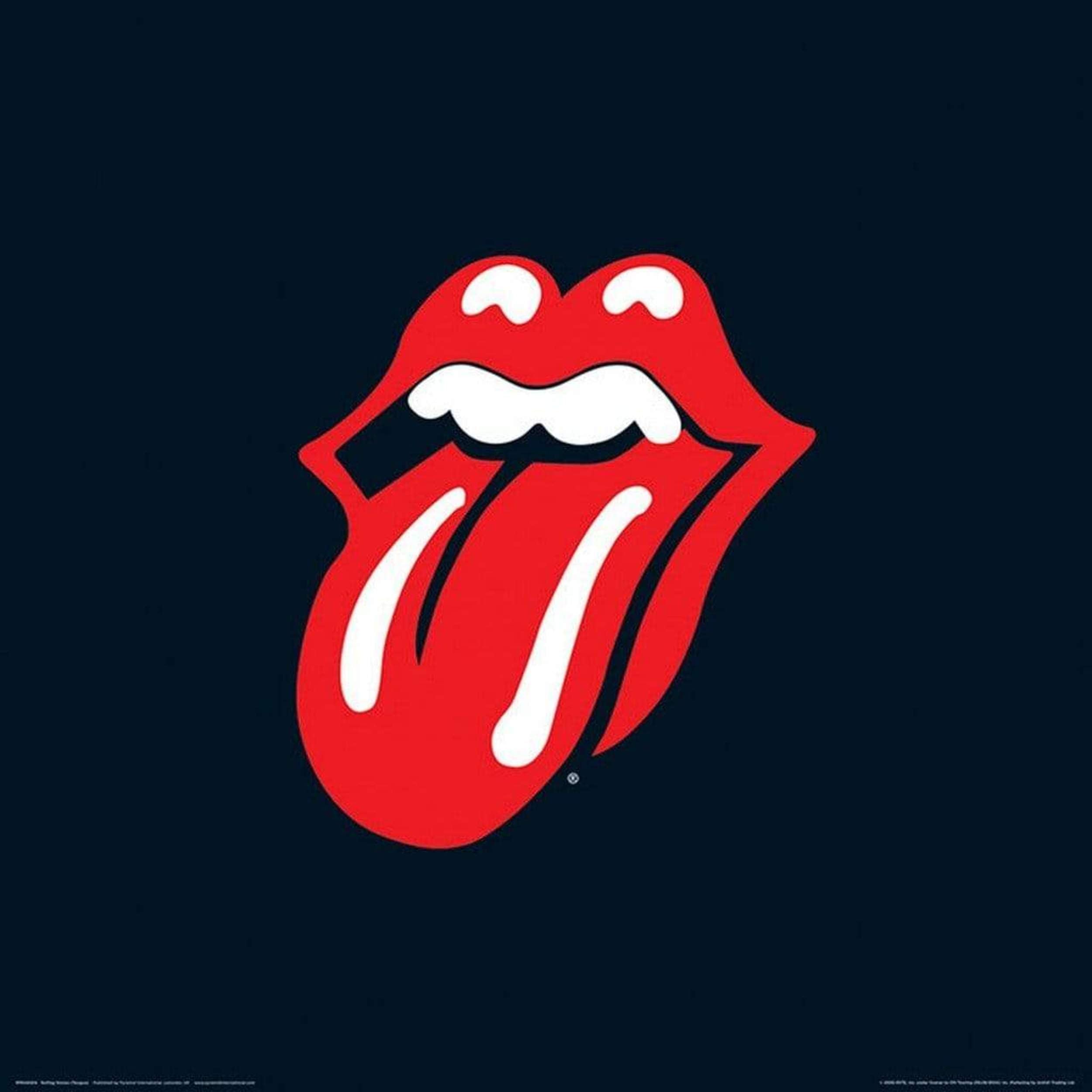 Pyramid International Lips Rolling stones Art Print, Paper, Multi-Colour, 40 x 40 x 1.3 cm