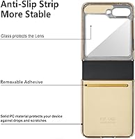 Vista 6 de Funda de cuero prémium para Galaxy Z Flip 6 con agarre de mano y bufanda de seda con correa de muñeca para mujer, funda Z Flip6 con protector