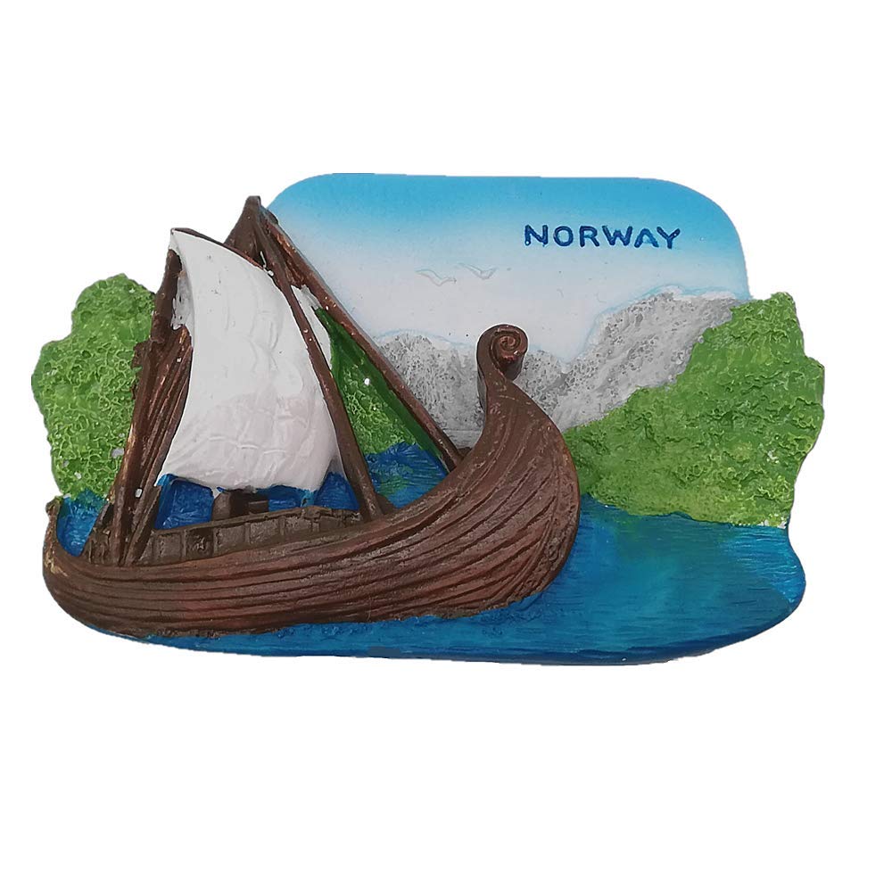 Muyu Magnet Blue 3D Viking Ship Norway Fridge Magnet,Home & Kitchen Decoration Craft,Norway Refrigerator Magnet Travel Souvenir Gift Magnetic Sticker