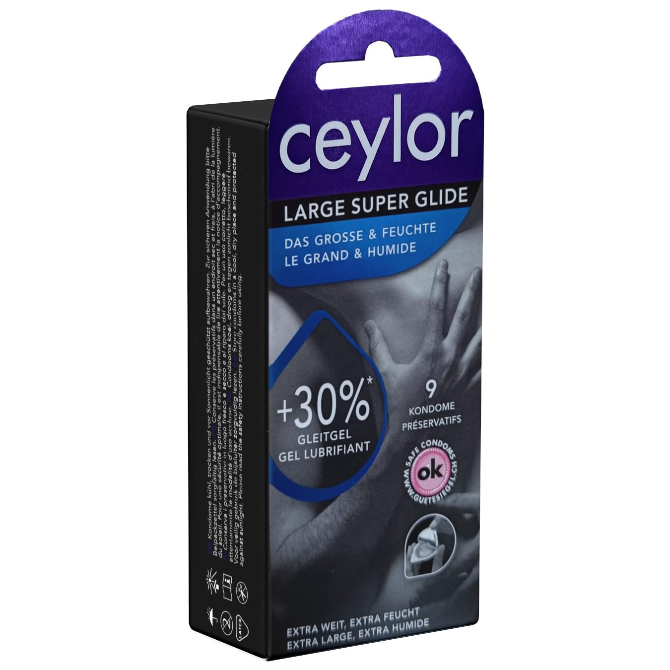 Ceylor Large Super Glide 9 Extra Wide Condoms with 30% More Lubricating Cream, Packed in Hygienic "Dösli", Easy to Open, Faster Cover, Premium Quality