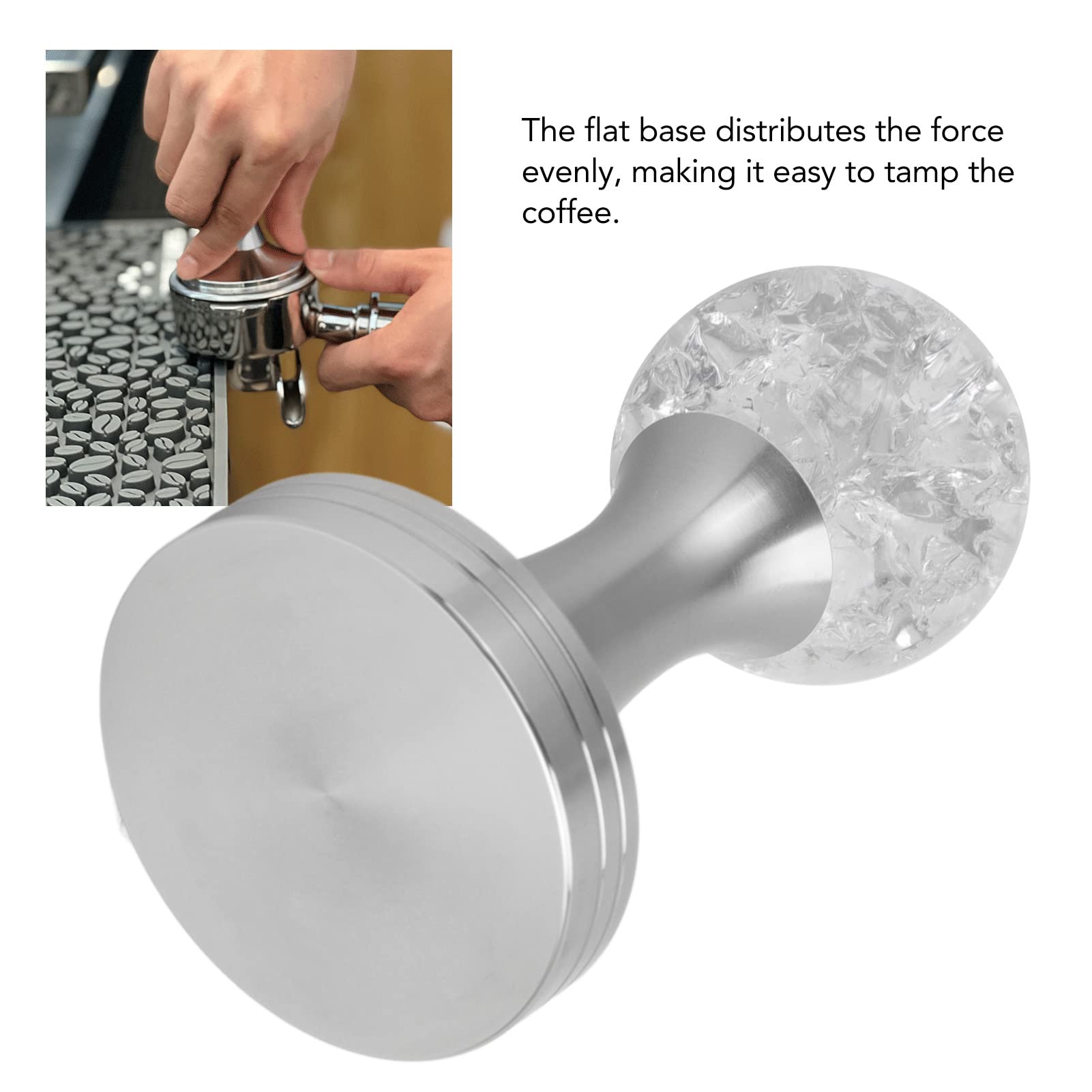 Pressino per caffè espresso, 53 mm, manico in legno, per baristi, martello per polvere di caffè