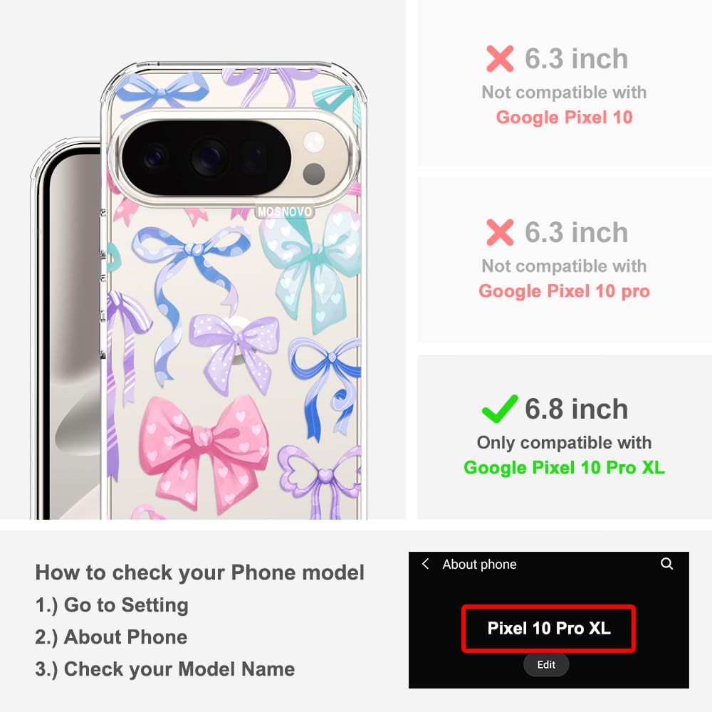 MOSNOVO Case for Google Pixel 10 & Pixel 10 Pro, [Buffertech 6.6ft Military-Grade Drop Protection] [Anti Peel Off Tech] Clear TPU Bumper Phone Case Cover Design - Cute Cherry — view 561