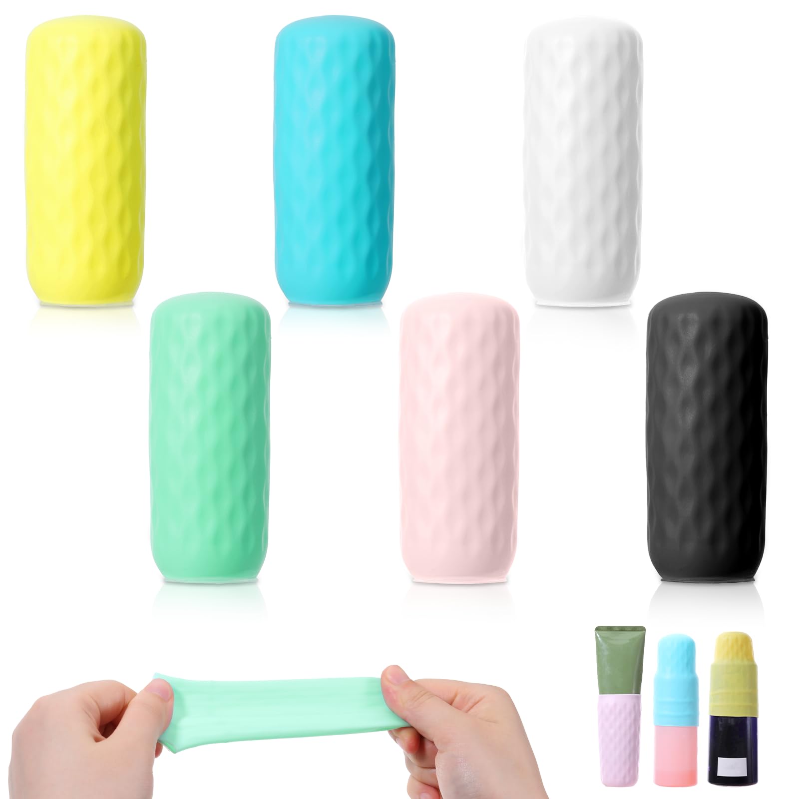 simarro 12 Pack Travels Silicone Bottle Caps, Leak-Proof Elastic Caps, Reusable Travel Bottle Cap