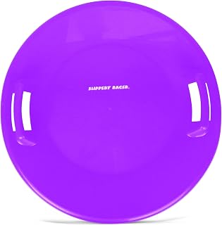 Slippery Racer Heavy-Duty Cold Resistant Downhill Pro Adults and Kids Plastic Outdoor Winter Saucer Disc Snow Sled with Handles (Purple, 1)