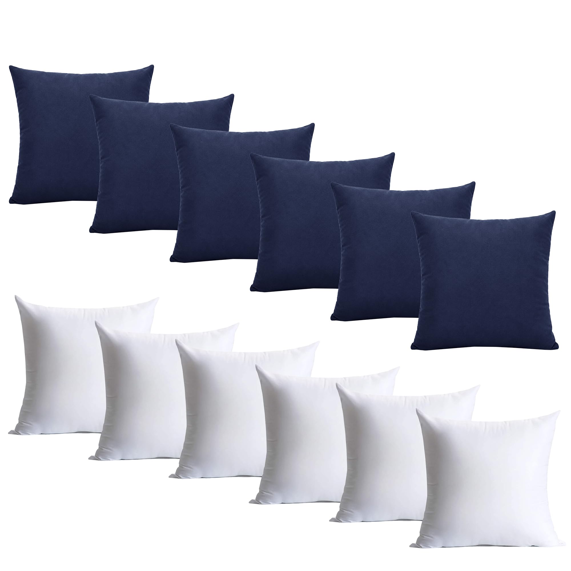 Hafaa Navy Cushions with Covers Included Pack of 6, 40 x 40 cm Soft Microfiber Cushions, Decorative Throw Pillows with Hidden Zip Closure for Sofa, Bed, Living Room & Home Décor