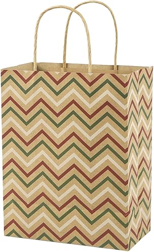 Miniatura 5 de Sattiyrch Bolsas de regalo de Navidad, 28 unidades, bolsas de regalo de papel kraft de tamaño mediano con asas, bolsas de compras marrones, bolsas