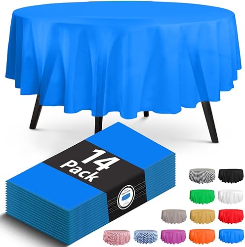 Miniatura 20 de Paquete de 14 manteles de plástico turquesa de alta calidad, manteles rectangulares desechables de plástico de 54 x 108 pulgadas, mantel rectangular