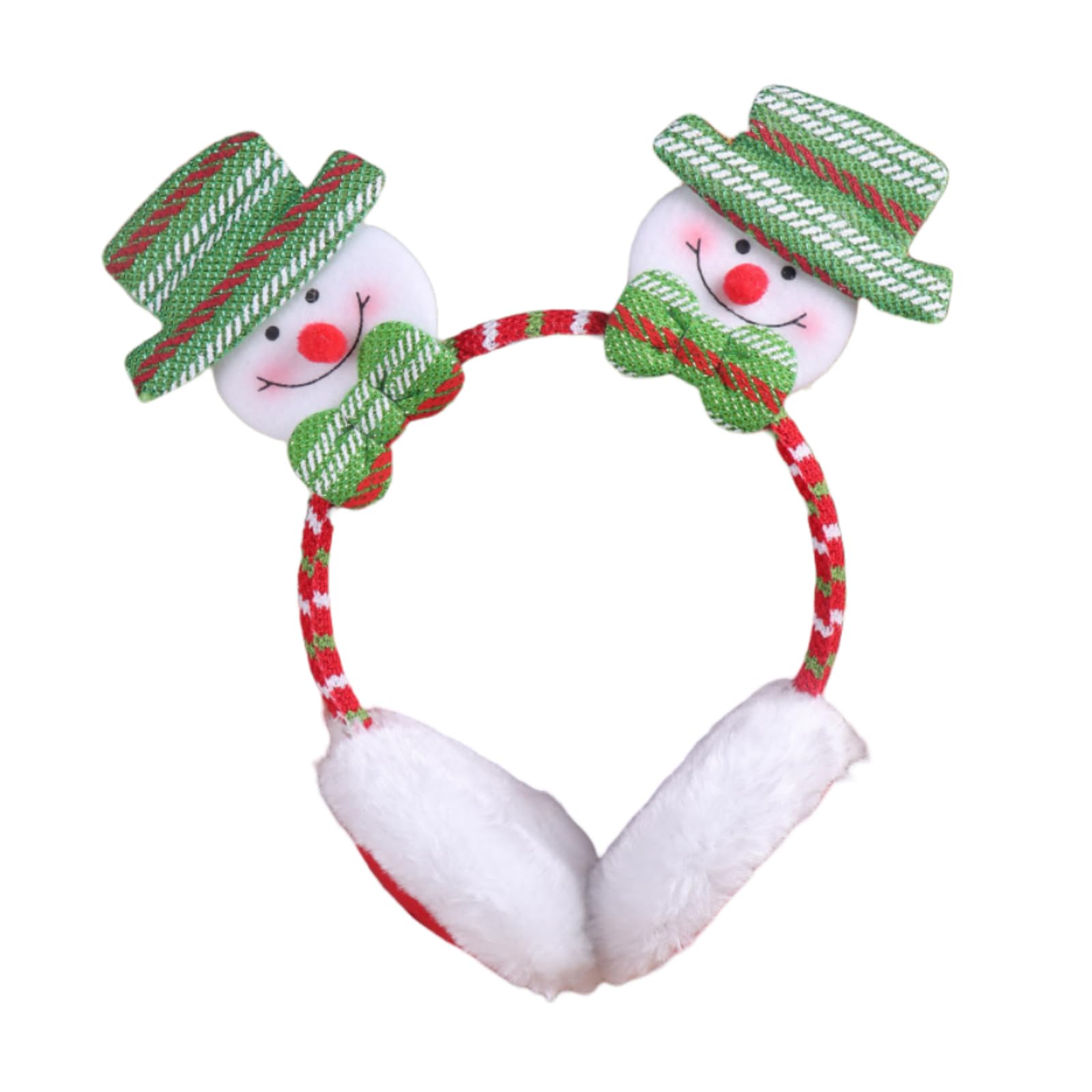 CHUANGOU Christmas Earmuffs Furry Ear Warmer Winter Ear Covers Headwear Earmuffs, Christmas Headbands Earmuffs Ear Warmers Xmas Headdress(Christmas Snowman)