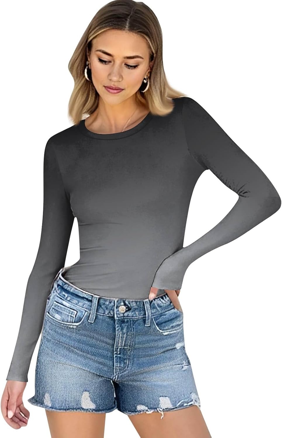 Cute Patterned Underscrubs Cotton Ribbed Knit Scrub Tops Christmas Fall Fashion Pattern Going Out Tops - Image 4