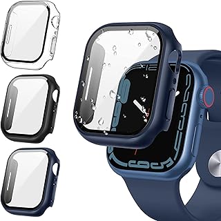 [Pacote com 3] Tensea para Apple Watch Capa protetora de tela SE 2022 Series SE 6 5 4 40 mm, capa protetora para iWatch Watch, película de vidro temperado rígida para PC para mulheres homens, proteção ultrafina 40 mm