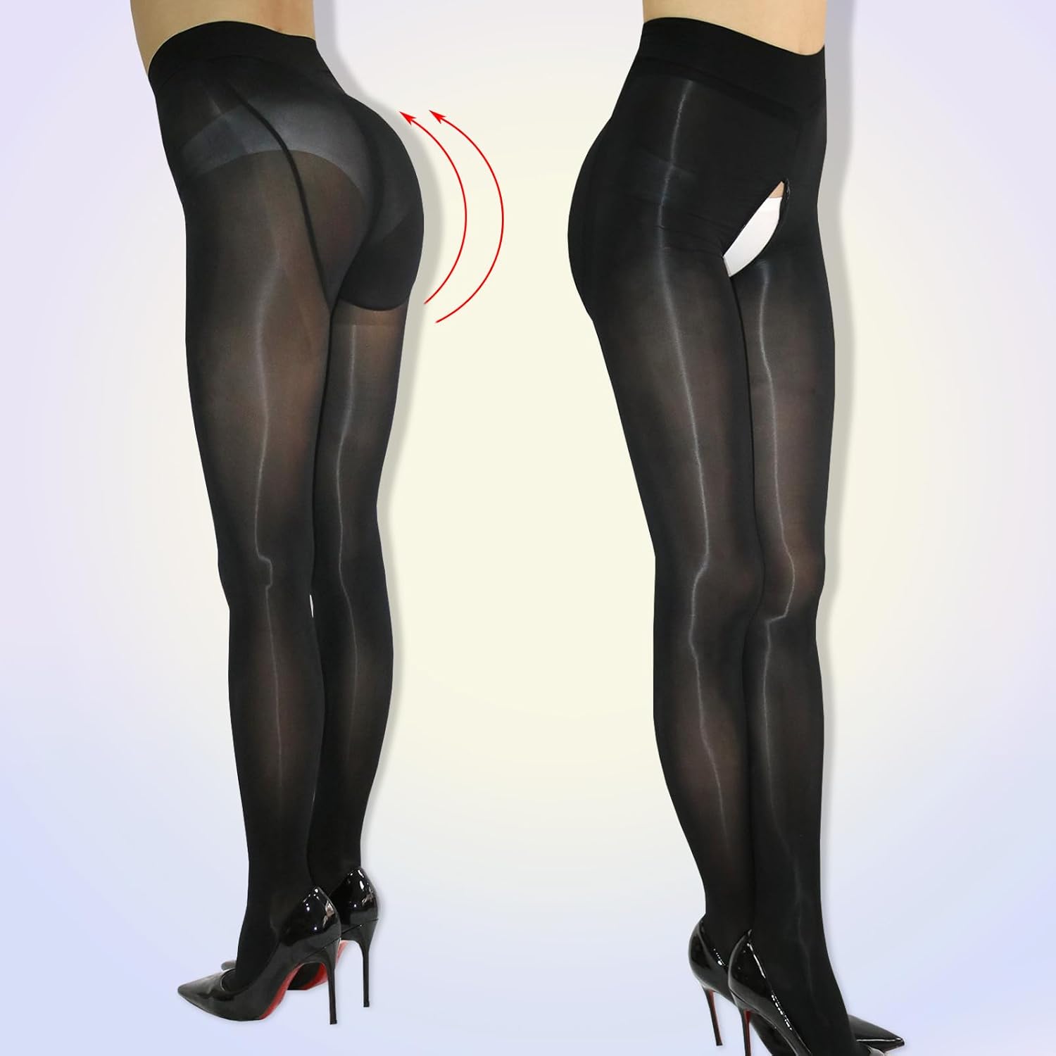 RUIBAVYA Shiny Oil Pantyhose for Women 8D Sexy Tights Invisible Zip Glossy Pantyhose Nylons Shimmery Tights - Image 6