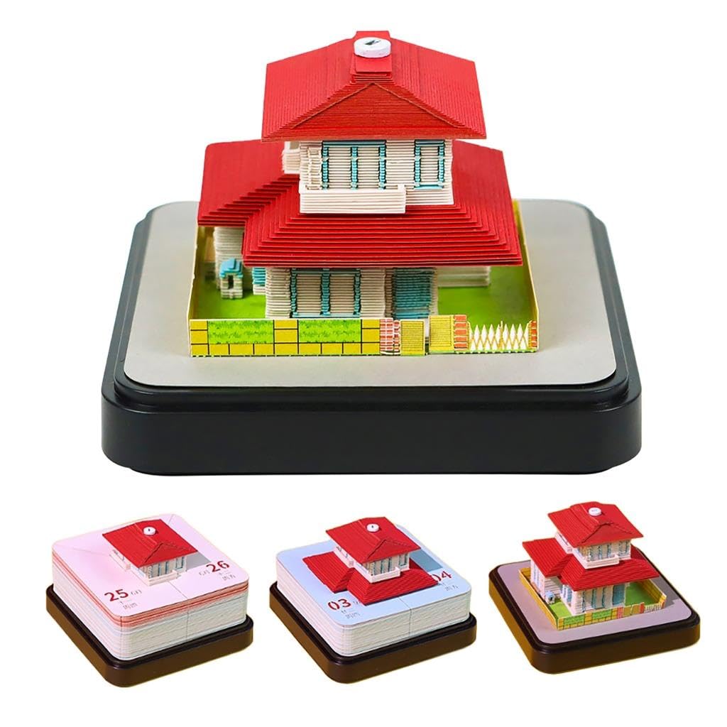 2026 Desk Calendar, Christmas Tree Sculpture 3D Tear-away Calendar, Paper Carving Art Memo Pad Notepad Gift Christmas Day Home Desktop Decoration(without light)