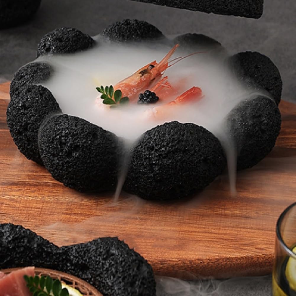 Vaisselle japonaise Rock Sushi Assiette Charbon Boule Pierre volcanique Assiette à bascule Assiette à steak Hôtel Assiette à Sushi Assiette à Sushi Assiette
