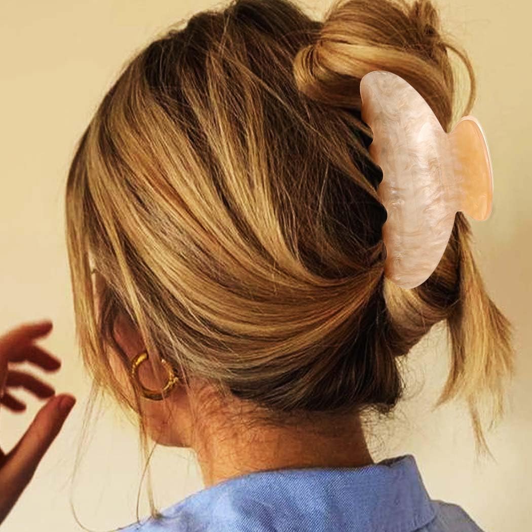 Reaky Acrylic Claw Clips Pink Hair Clip Cute Medium Hair Claws Hair Accessories for Women (beige+chocolate) - Image 3