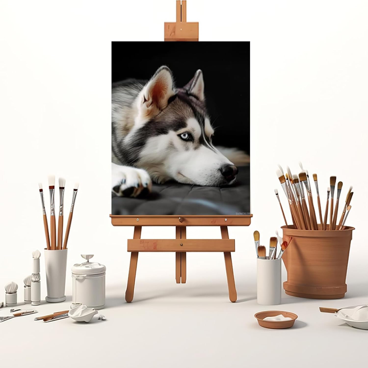 SVINOILER Husky Dog Paint by Numbers Kit Paint by Numbers DIY Acrylic Drawing Paintworks Artwork Adults Beginners 16x20inch