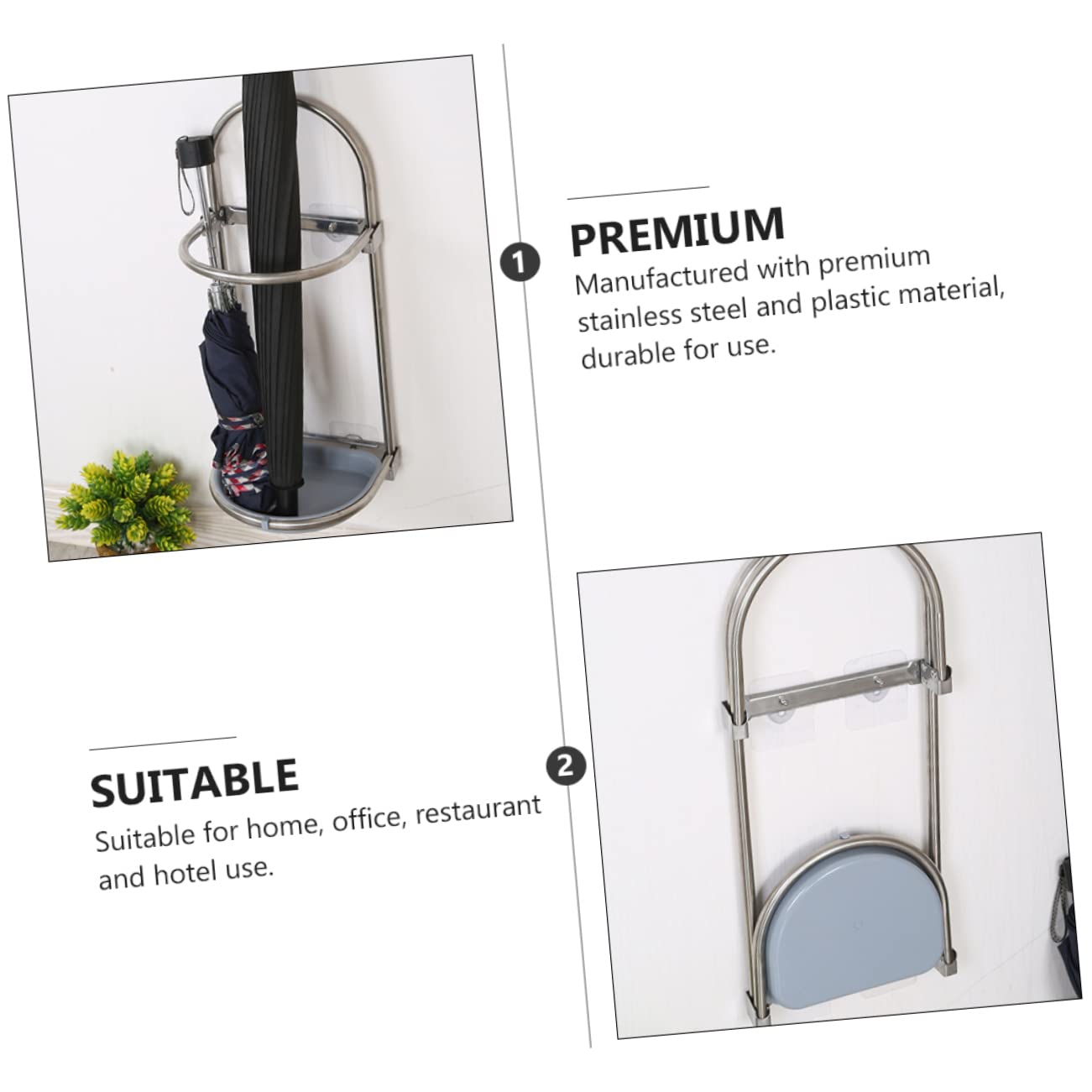 PartyKindom Portaombrelli Pieghevole in Acciaio Resistenti Da Parete Per Casa Argento Azzurro Supporto Portaombrelli Portaoggetti Per Interni Utilizzo Versatile