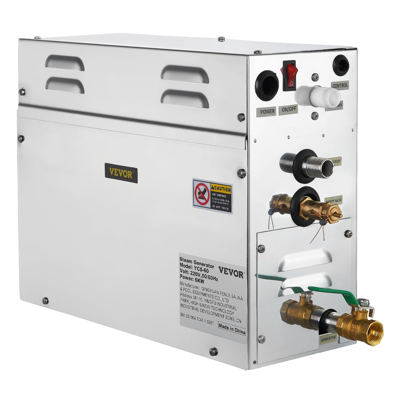 FlowerW Generador de vapor para sauna de 6 kW, generador de vapor portátil con control digital de temperatura, temporizador, 6 KW机134, color negro