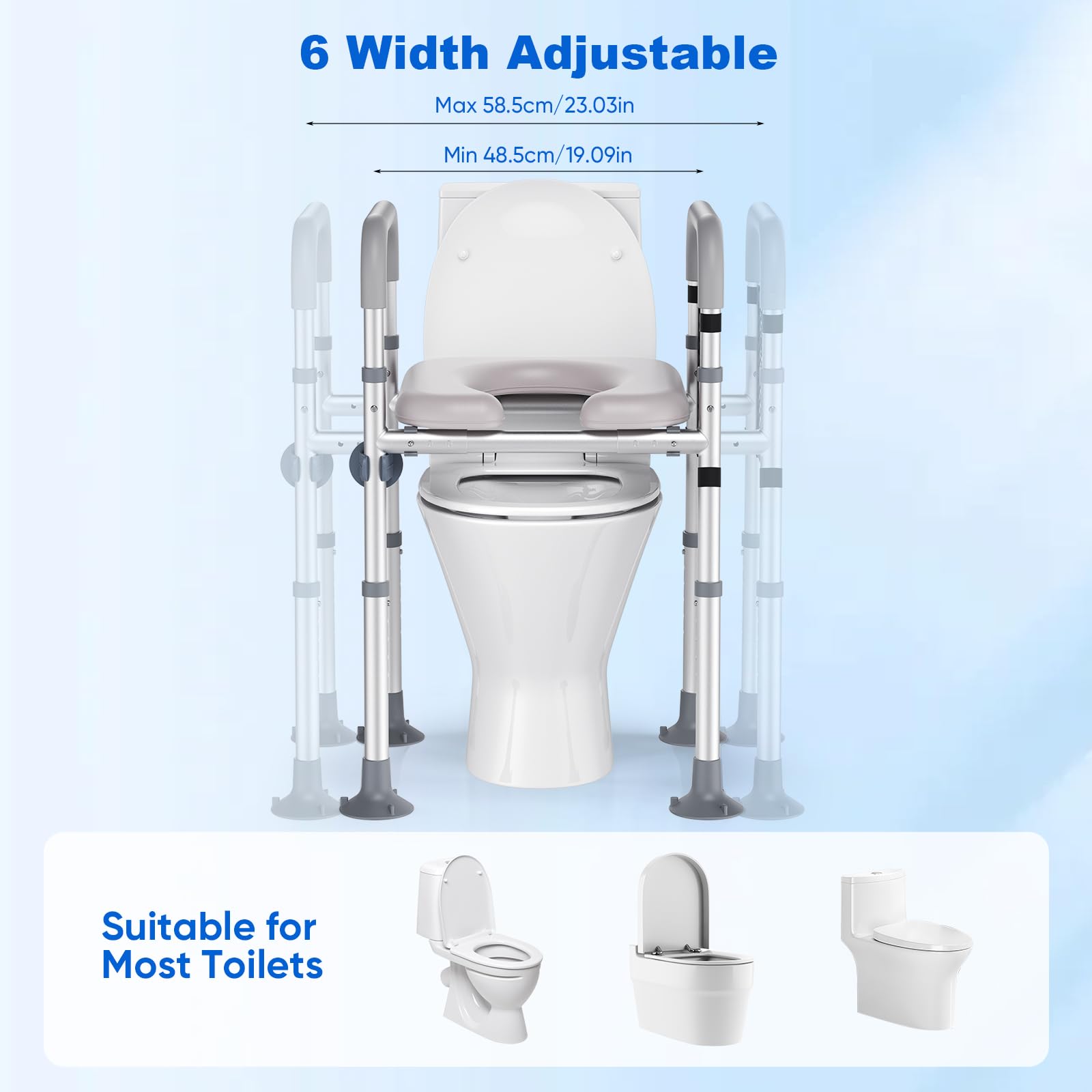 Rialzo wc per anziani, Sedile WC Rialzato con Manici Sedile WC Rialzato Universale in Altezza per Anziani, Disabili, Incinte, Ausilio da Bagno