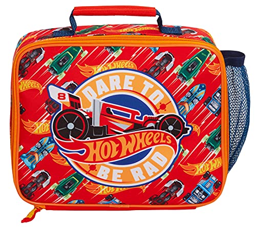 Hot Wheels Lunchtasche für Kinder, Autos, Lunchbox, Schule, Reisen, isolierte Lunchtasche mit Getränkehalter, rot, Einheitsgröße, Brotdose