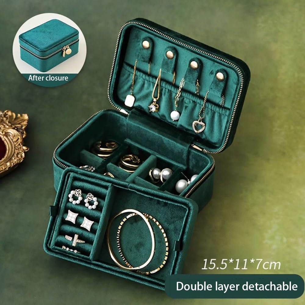 Torre para joyas Caja de almacenamiento joyas viaje terciopelo pequeña portátil Soporte
