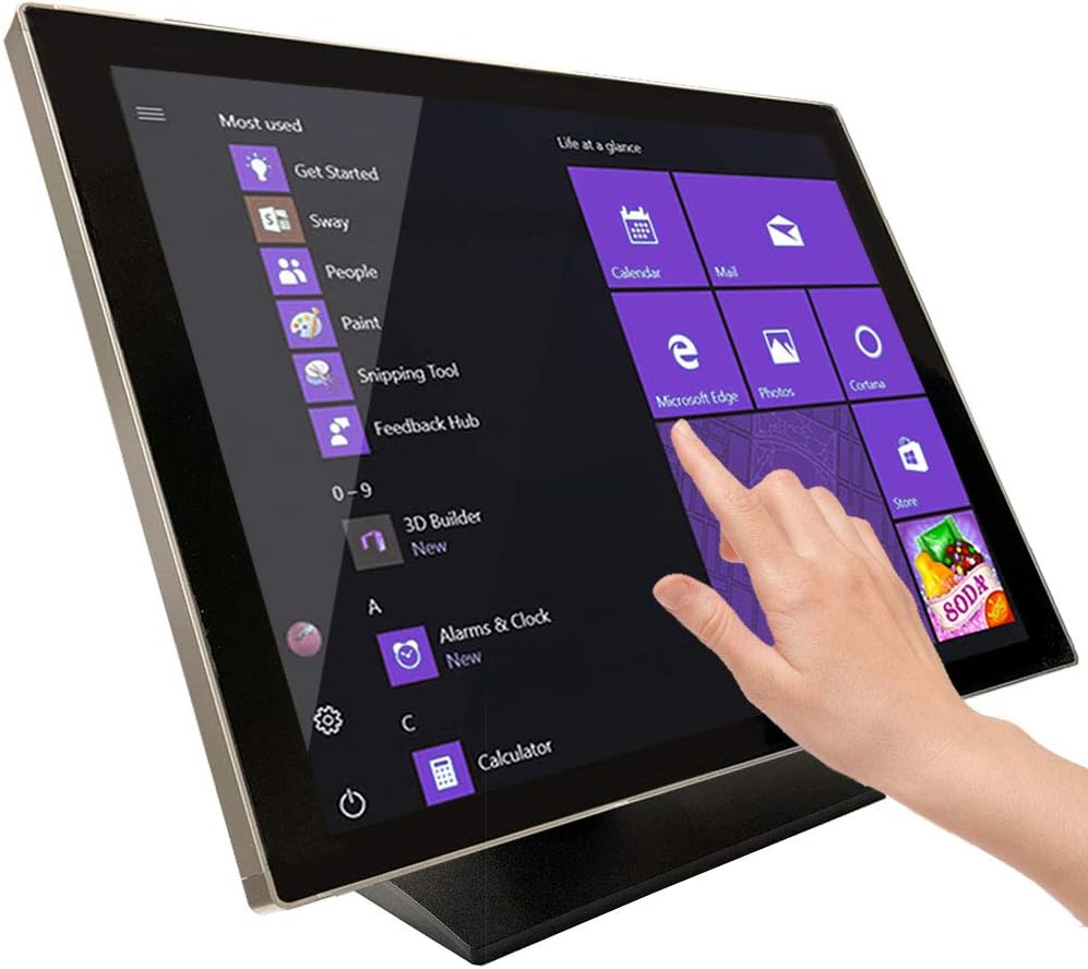 ANGEL POS 24" Metal Housing Capacitive LED Capacitive Multi-Touch HDMI VGA Monitor 16:9 Display 1080p, Seamless Splash Proof Flat Touchscreen, Industrial, Office, Retail, Restaurant