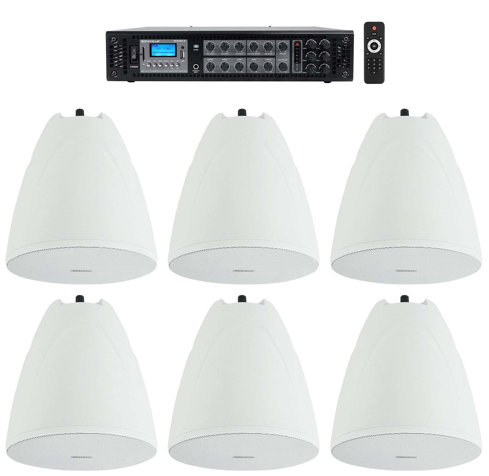 Amazon.com: Rockville Bundle: (1) RCS180-6 180 Watt 6 Zone 70v