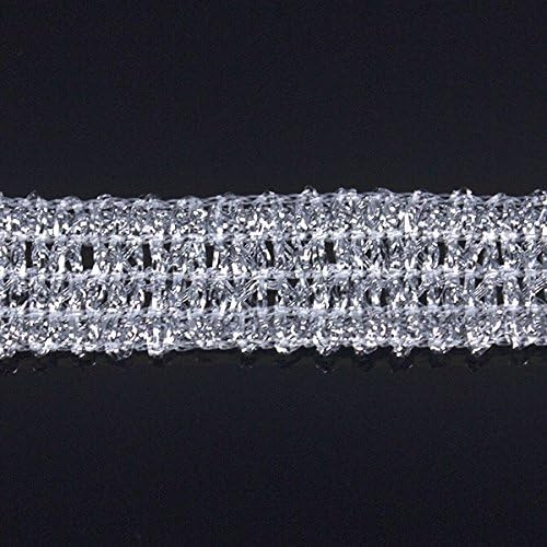 Braided Embroidered Applique Gold Metallic Embellishment Lace Ribbon Trim Sewing Suuplies for Apparel 20yard (Silver)