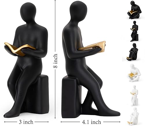 Miniatura 9 de Estatua de pensador de libros de lectura para biblioteca de estudio, estantería de lectura, decoración de rincón de lectura, lector de libros,