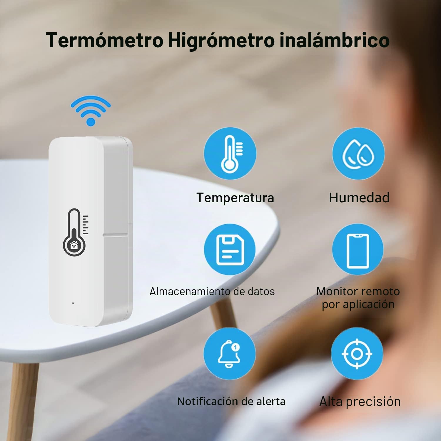 Termómetro higrómetro Inteligente WiFi, Sensor de Temperatura y Humedad Bluetooth para Interiores y Exteriores, aplicación de termómetro WiFi Alexa Remoto para el hogar. 4 Paquete.