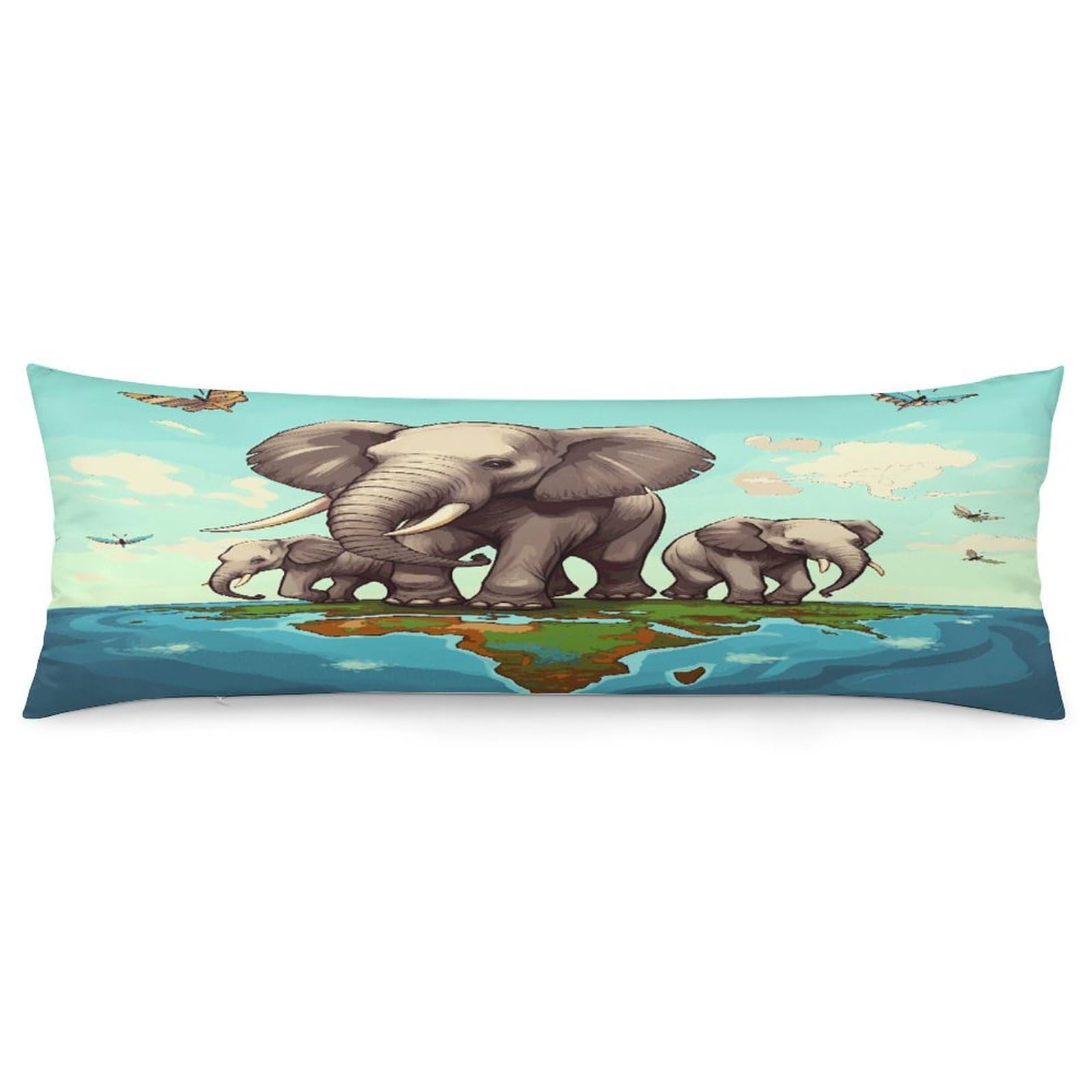 Elephants Pillow Case Soft Breathable Long Pillowcover Pillow Protector Suitable for Sofas Car Chairs and Any Room