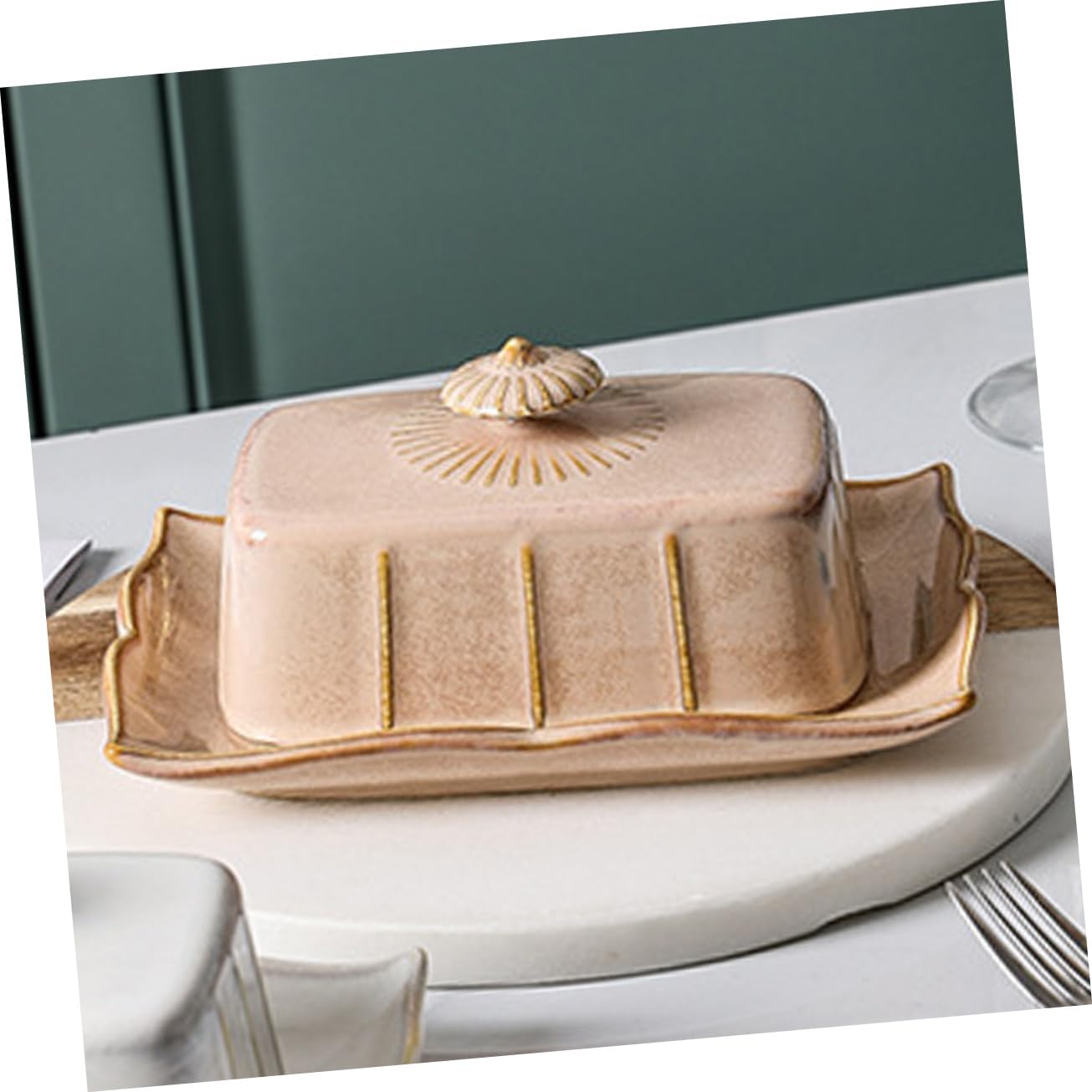 Ceramic Butter Storage Tray Lid Food Serving Dish for Butter and Cheese Elegant White Design for Kitchen and Dining