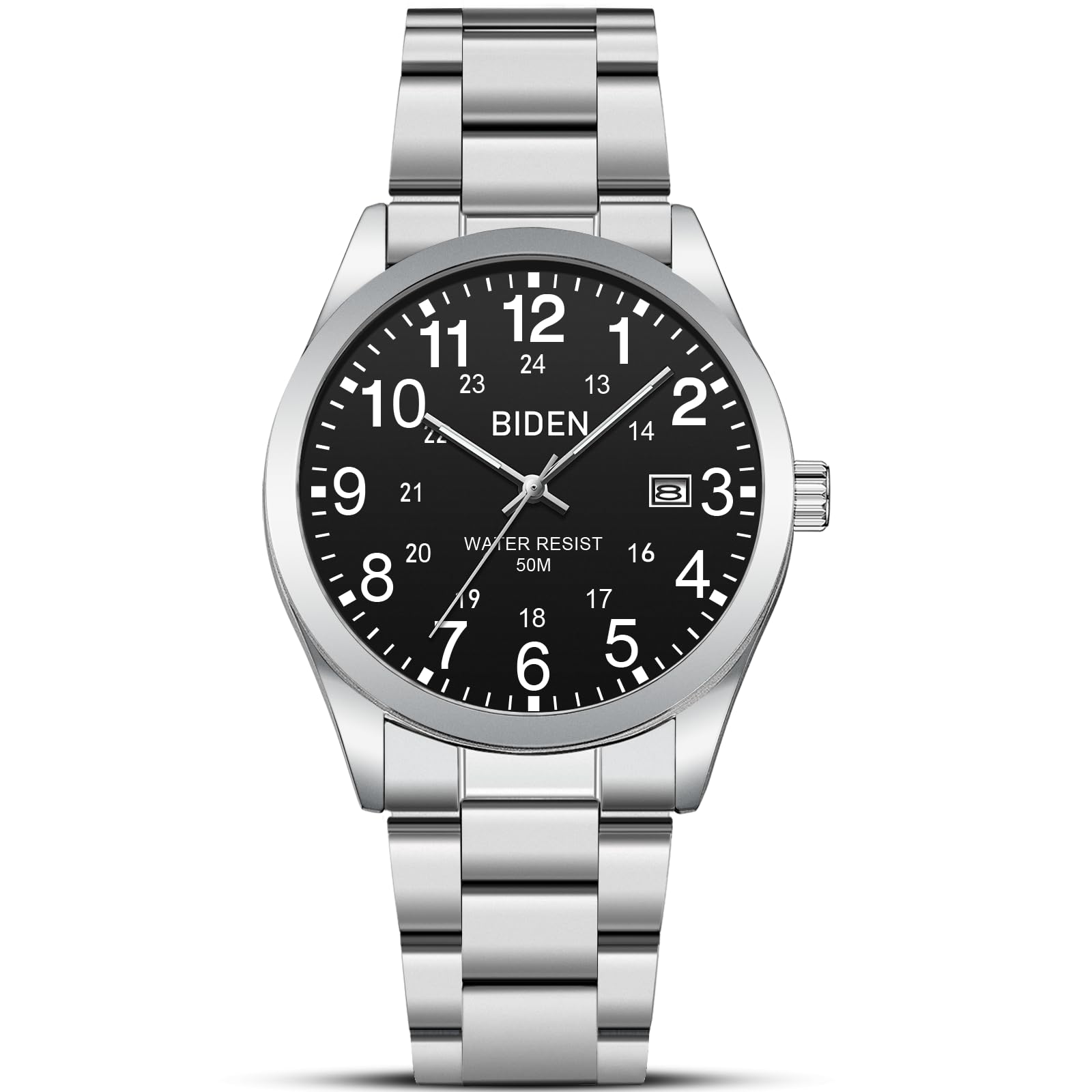LN LENQIN Reloj Hombre Acero Inoxidable A Prueba de Agua Fecha AnalóGica de Cuarzo Relojes de Pulsera para Hombres