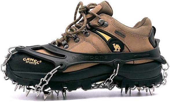 Ice Snow Grips Traction Cleats Upgraded 19 Spikes Crampons for Snow Shoes and Boots for Winter Trail Running, Hiking, and Ice Fishing