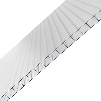 Clear 8mm Multiwall Polycarbonate Roofing Panel, UV-Protected Hollow Sheet 600x1000mm Custom Cut to Size Available