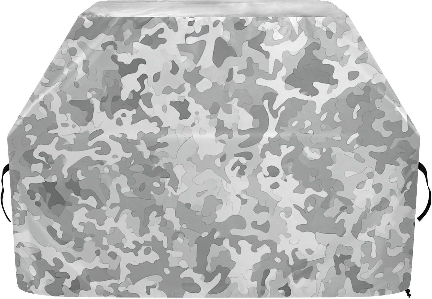 Camouflage Silver White Outdoor Charcoal Grill Cover 65 Inch Waterproof Heavy Duty Flat Top Grill Cover with Adjustable Drawstring for Dust Wind